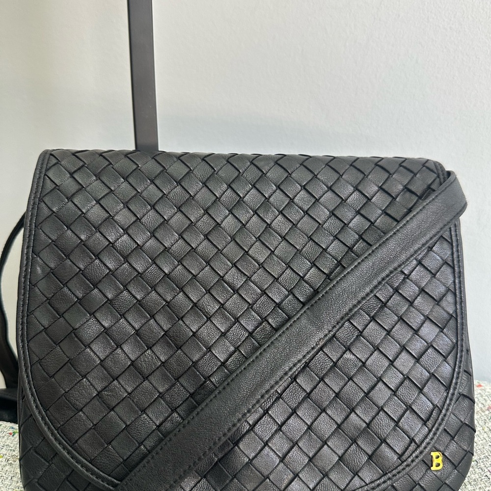 Super Soft Leather!! Bally Black Woven Shoulder or Crossbody Bag